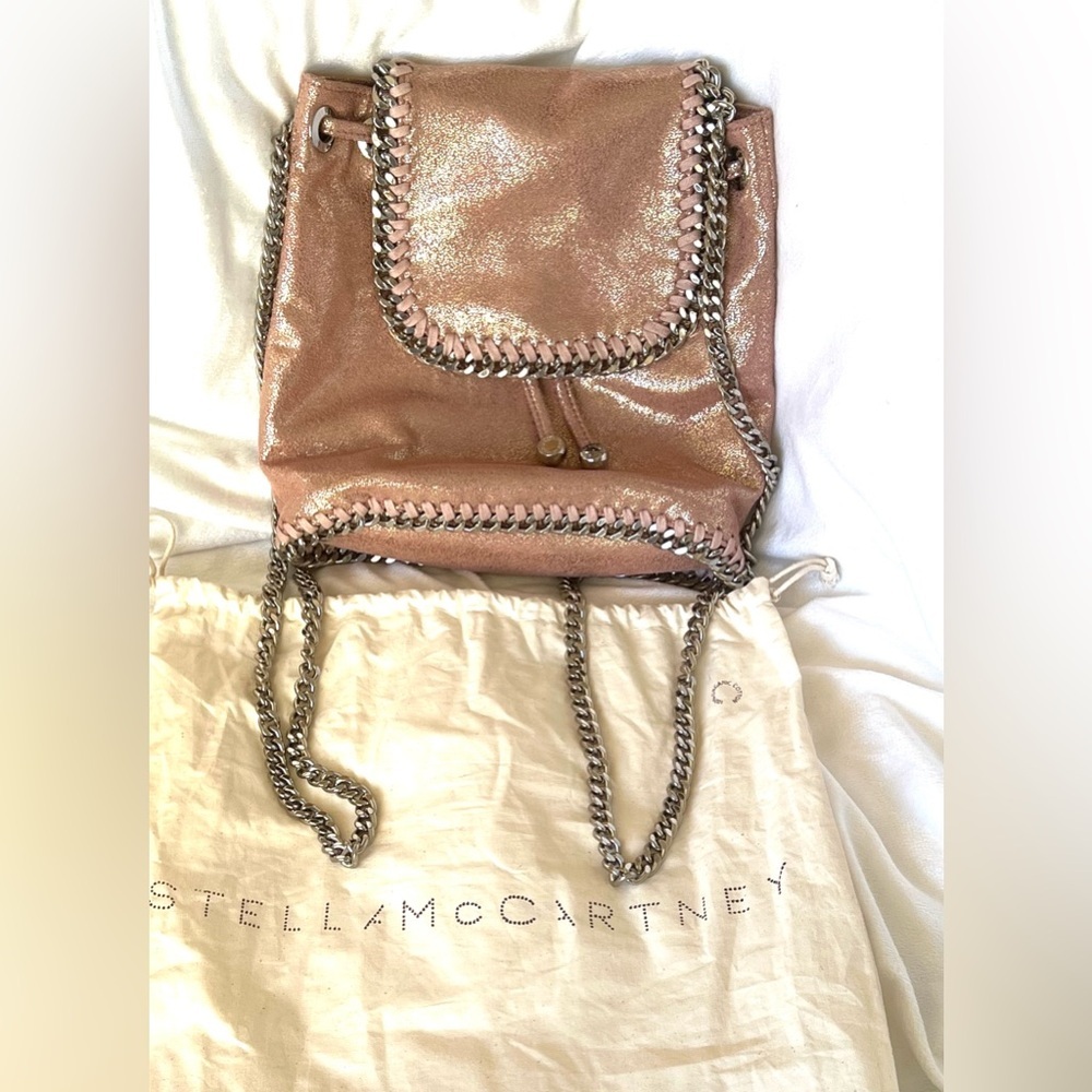 Authentic Stella McCartney Pearlescent Shaggy Deer Mini Rucksack Backpack Pink - Picture 2 of 15